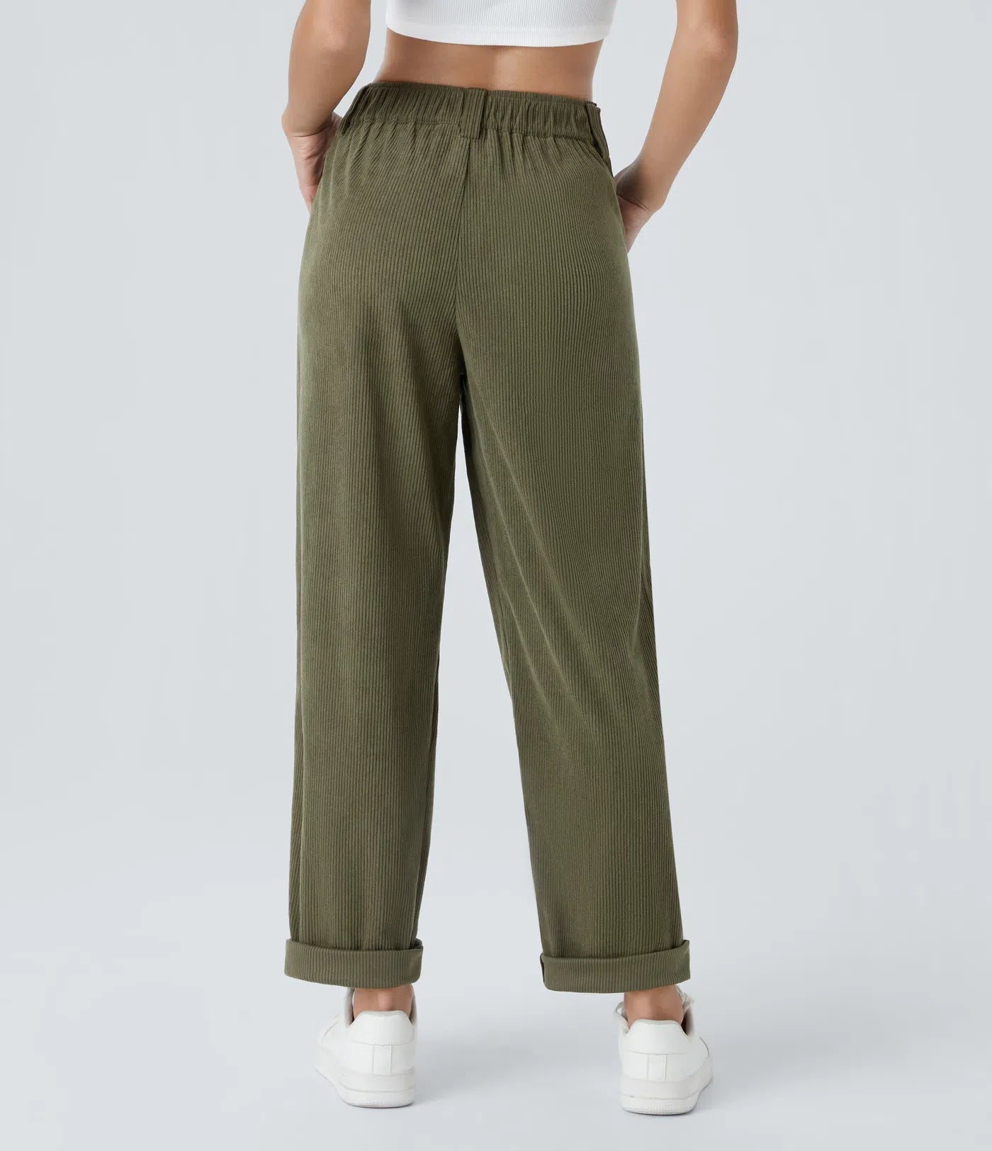 Émile – Pantalon velours côtelé avec poches - Icy Bamboo Green LuvaParis