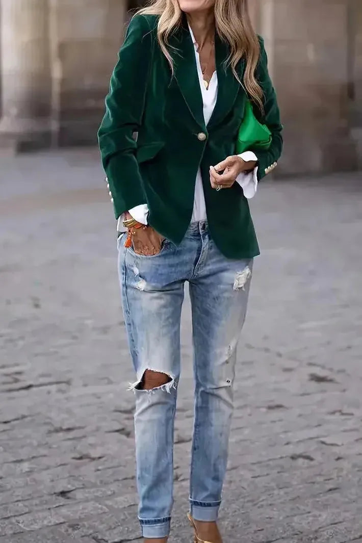 Aria Blazer en Velours – Élégance Intemporelle LuvaParis
