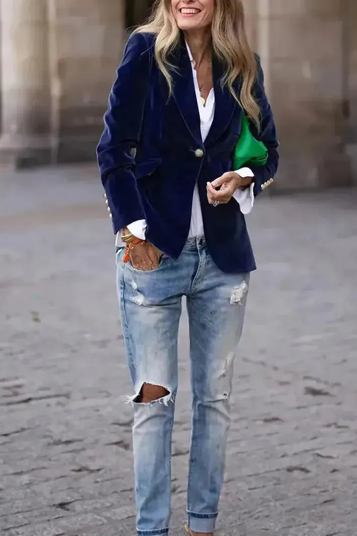 Aria Blazer en Velours – Élégance Intemporelle LuvaParis
