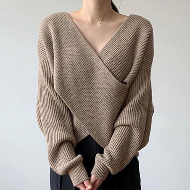 BNOIR | Pull en tricot croisé chic LuvaParis