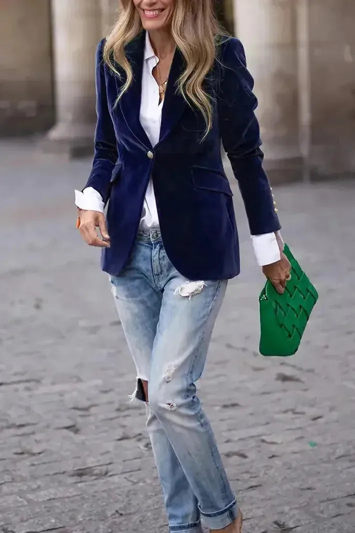 Aria Blazer en Velours – Élégance Intemporelle LuvaParis