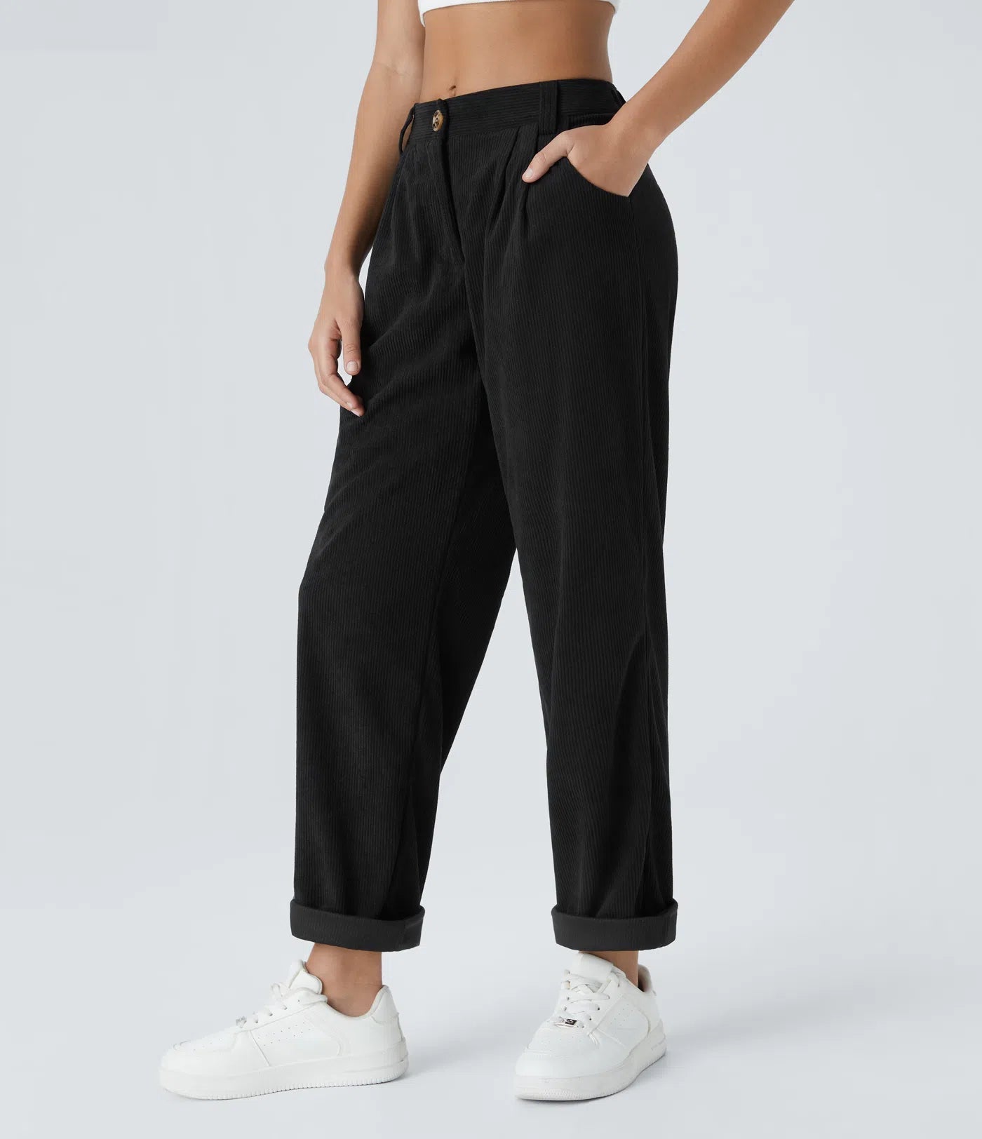 Émile – Pantalon velours côtelé avec poches - Noir LuvaParis