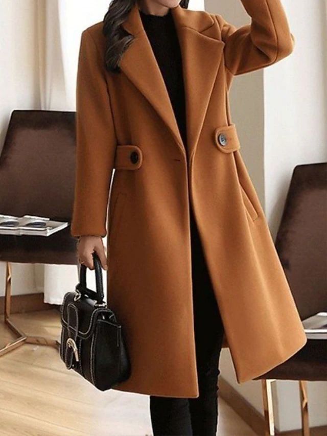 Women's Coat - One-Button Closure with Belted Waist ELVORIA UK