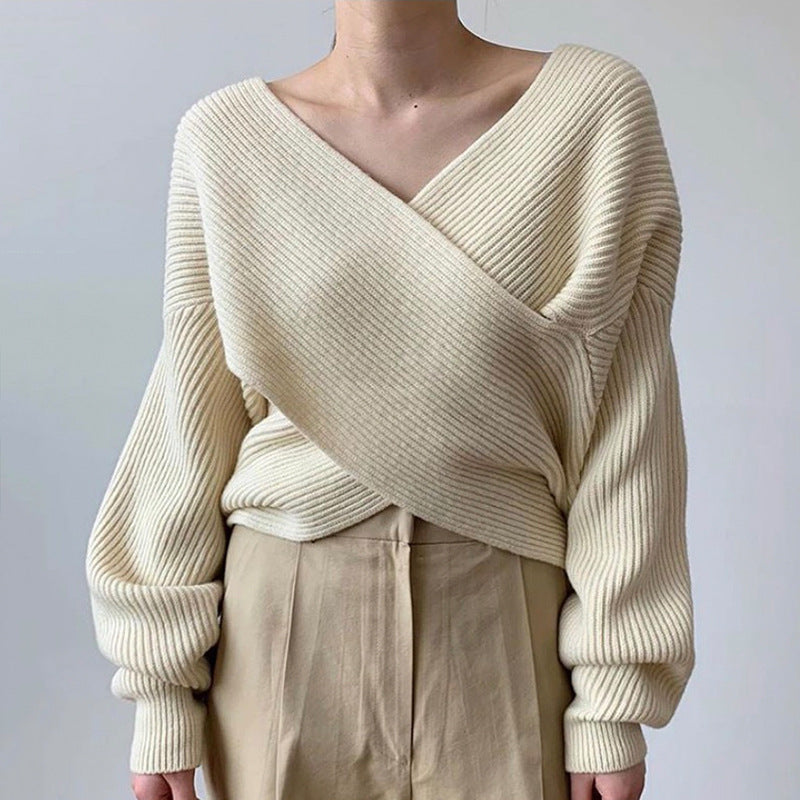 BNOIR | Pull en tricot croisé chic LuvaParis