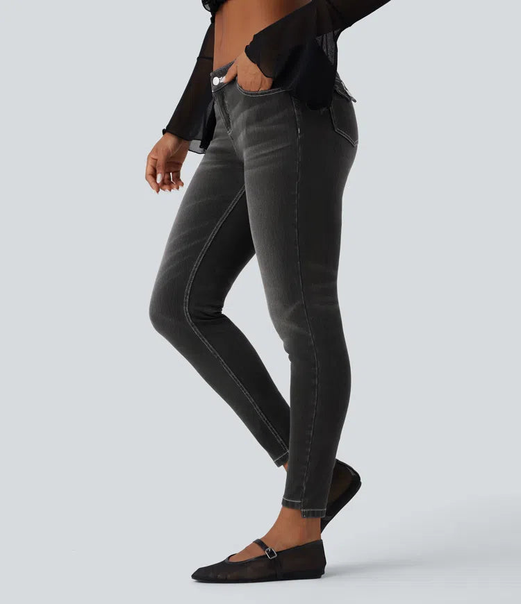 Jean ajusté décontracté Flex™ taille basse avec poches LuvaParis