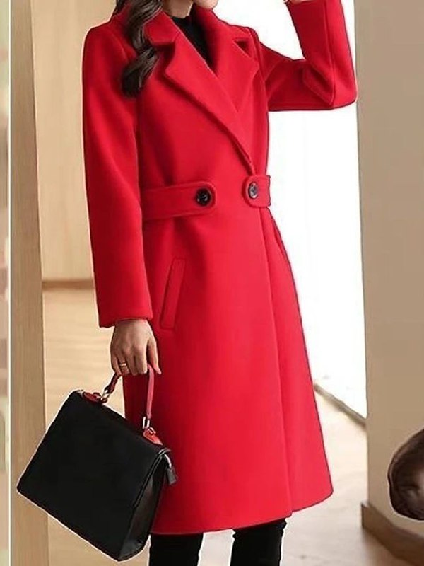 Women's Coat - One-Button Closure with Belted Waist ELVORIA UK