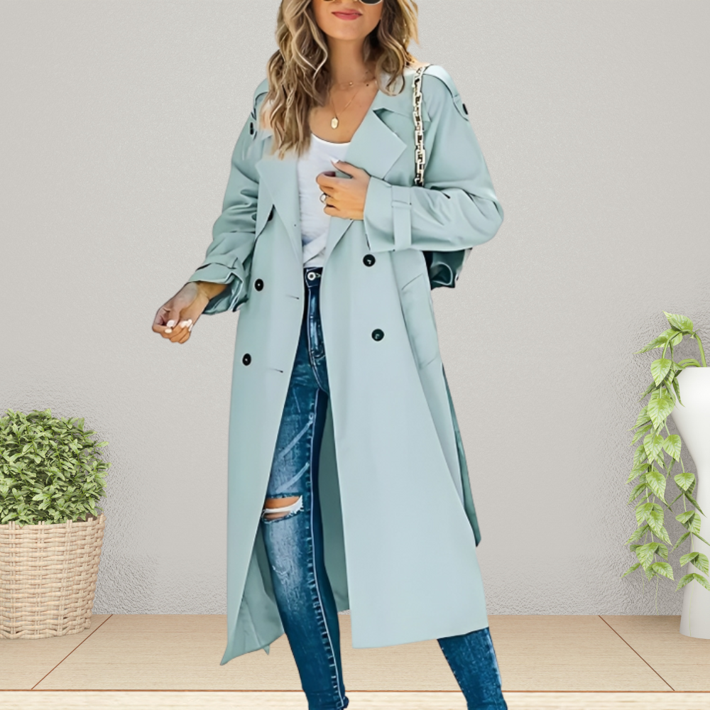 Women's Stylish Long Trench Coat - Comfortable & Warm ELVORIA UK