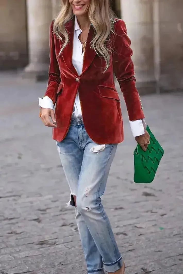 Aria Blazer en Velours – Élégance Intemporelle LuvaParis