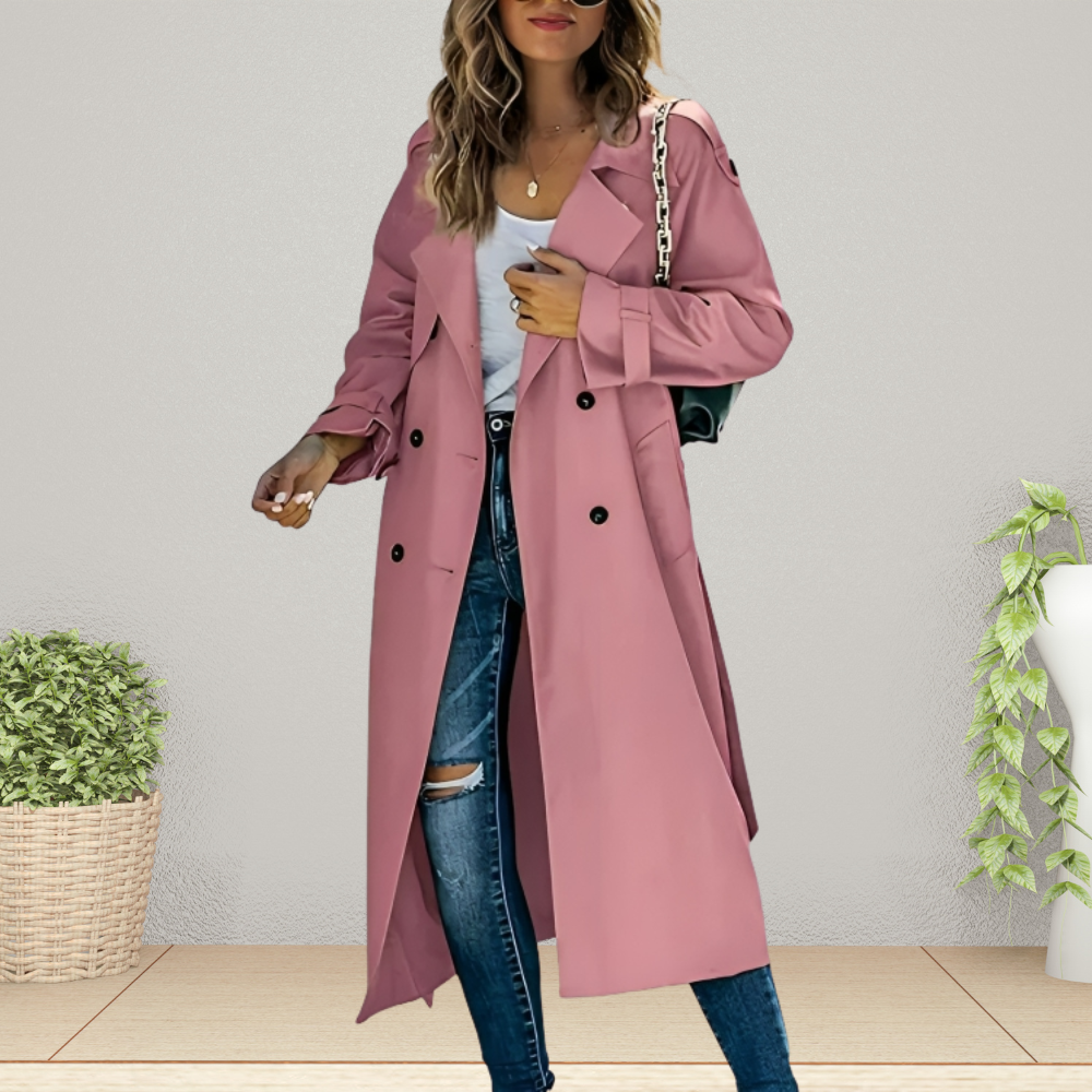 Women's Stylish Long Trench Coat - Comfortable & Warm ELVORIA UK