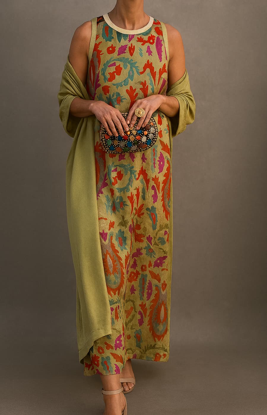 AURELIA | Robe longue élégante avec étole Luvaparis