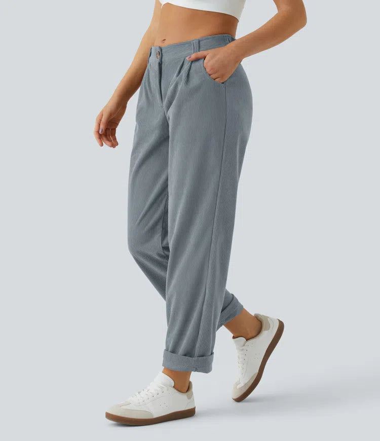 Émile – Pantalon velours côtelé avec poches - Cloud Gray Blue LuvaParis