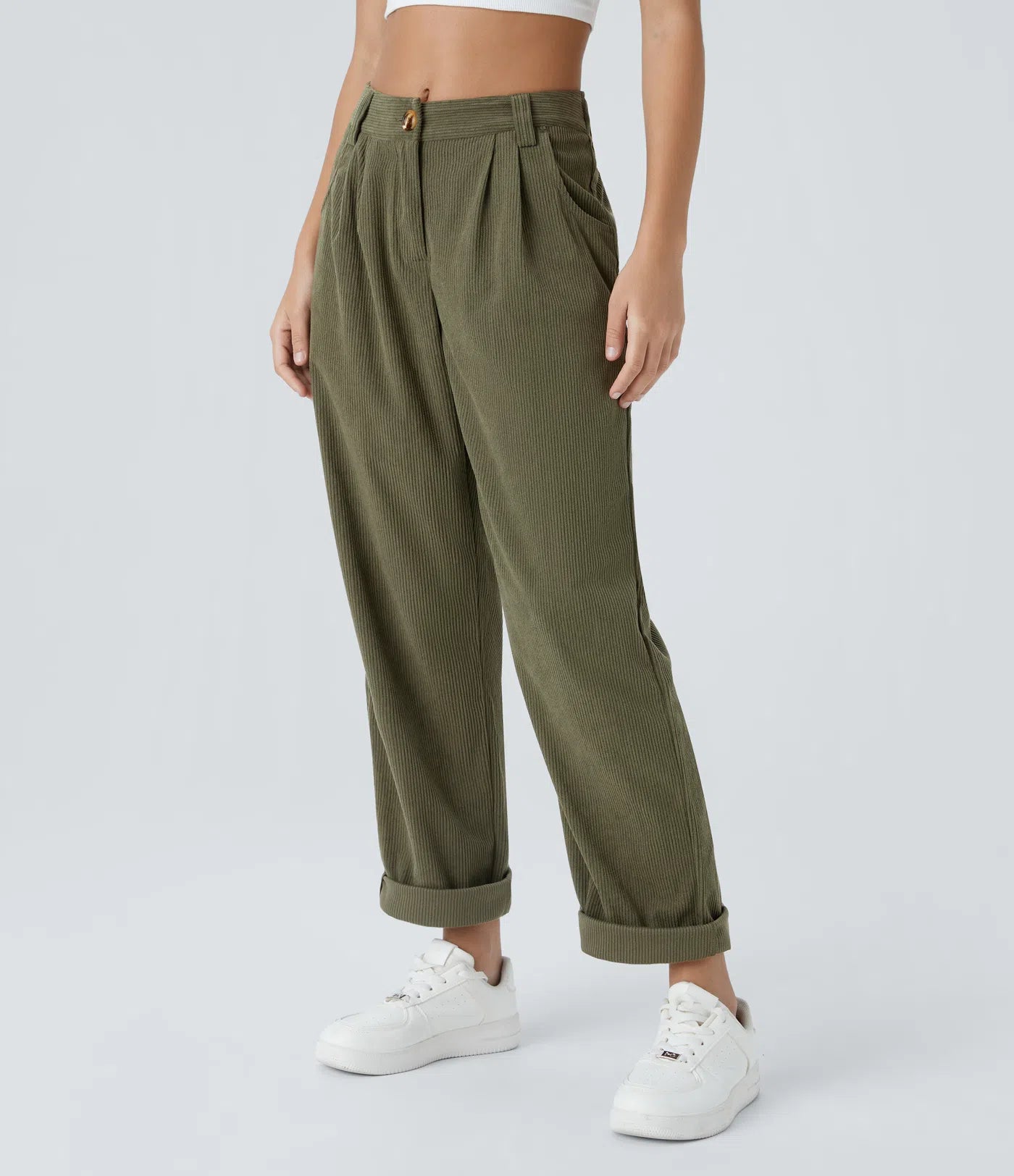 Émile – Pantalon velours côtelé avec poches - Icy Bamboo Green LuvaParis
