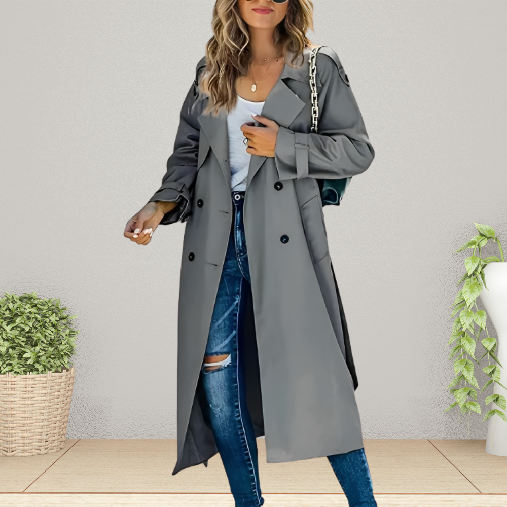 Women's Stylish Long Trench Coat - Comfortable & Warm ELVORIA UK