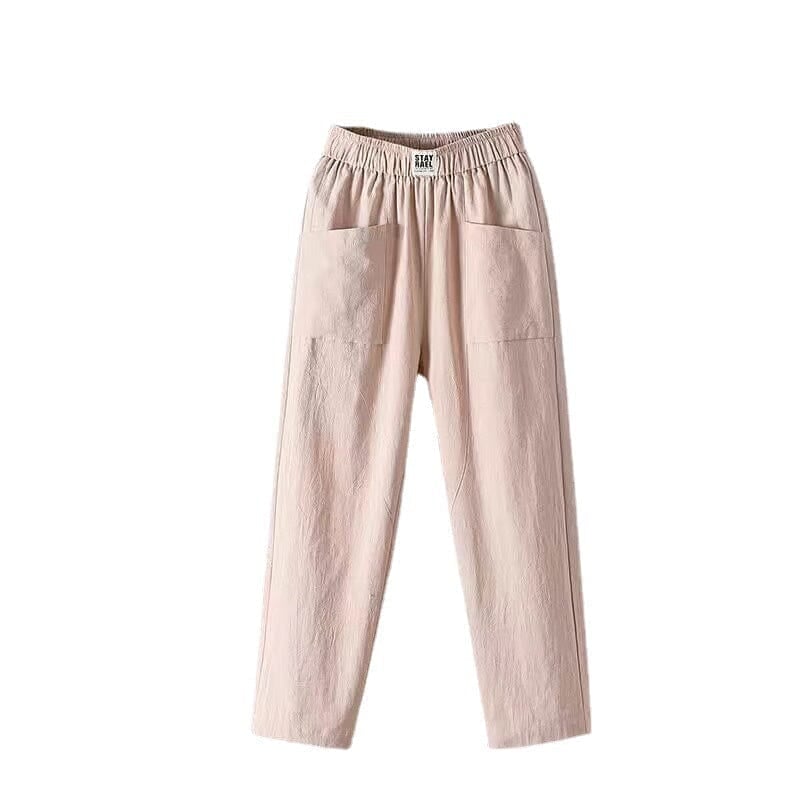 Pantalon décontracté en coton et lin avec taille élastique LuvaParis