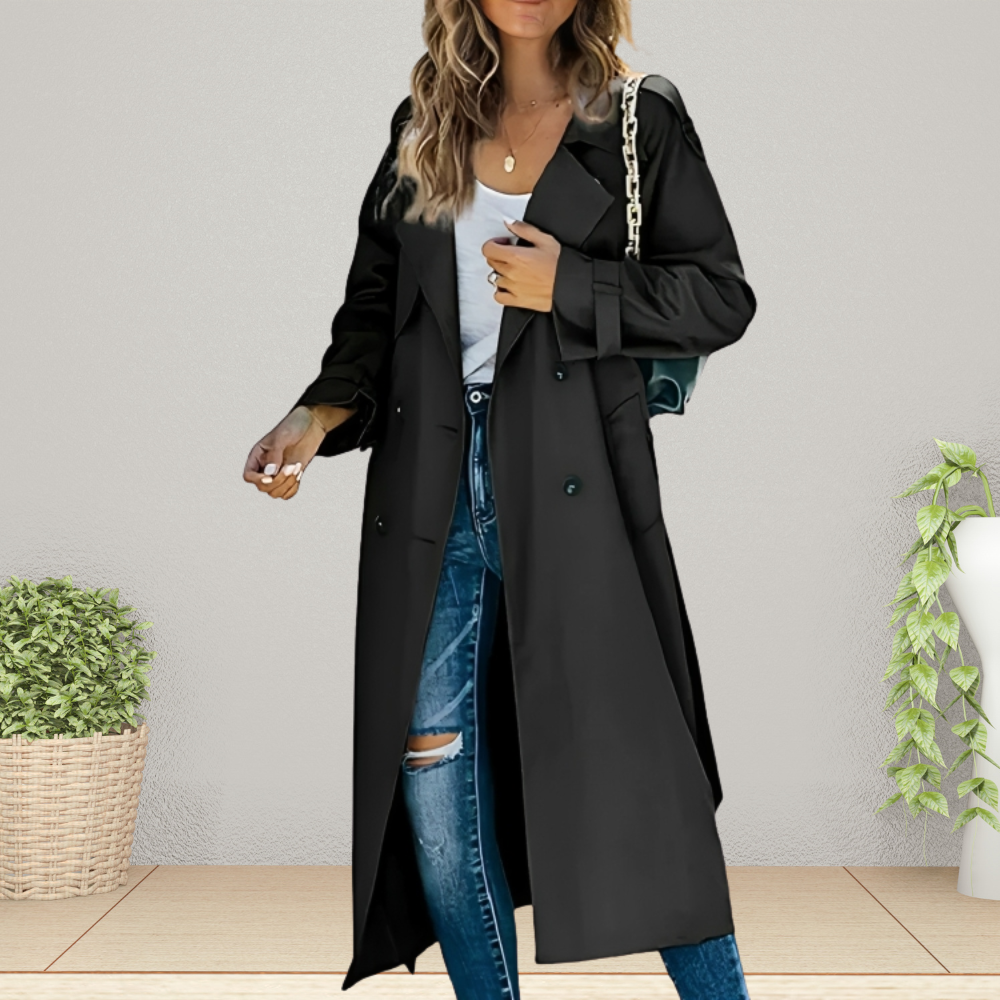 Women's Stylish Long Trench Coat - Comfortable & Warm ELVORIA UK