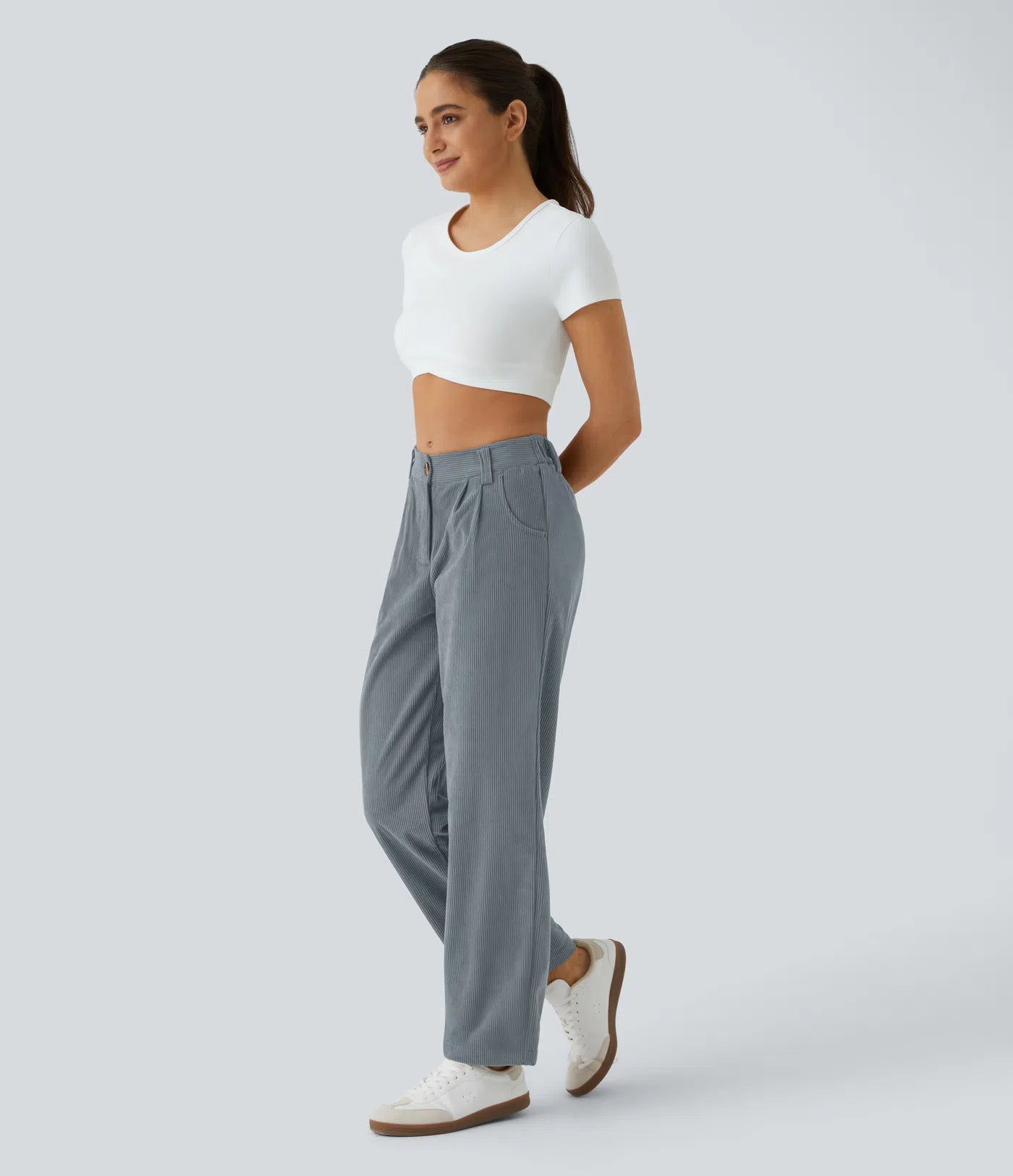 Émile – Pantalon velours côtelé avec poches - Cloud Gray Blue LuvaParis
