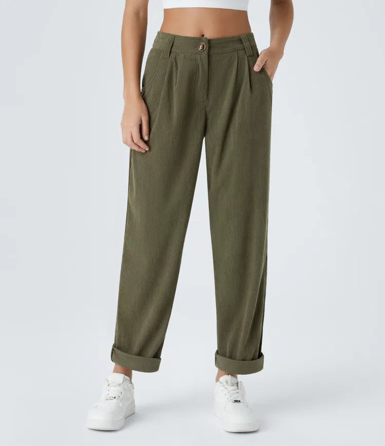 Émile – Pantalon velours côtelé avec poches - Icy Bamboo Green LuvaParis