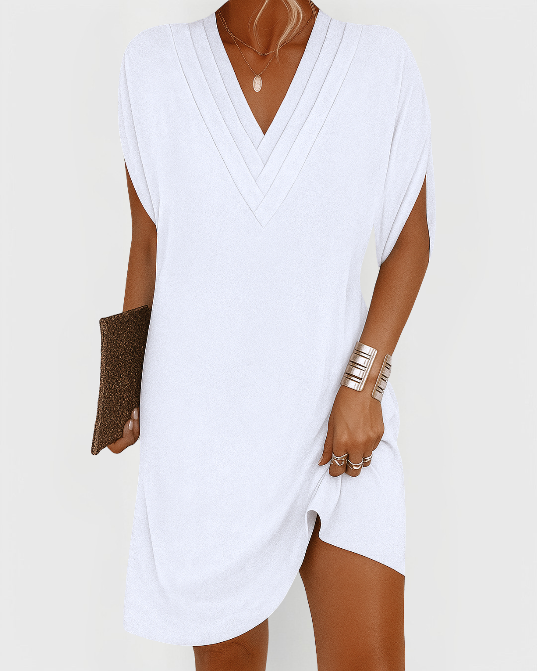 Élise | Robe décontractée à col en V pour femmes Luvaparis
