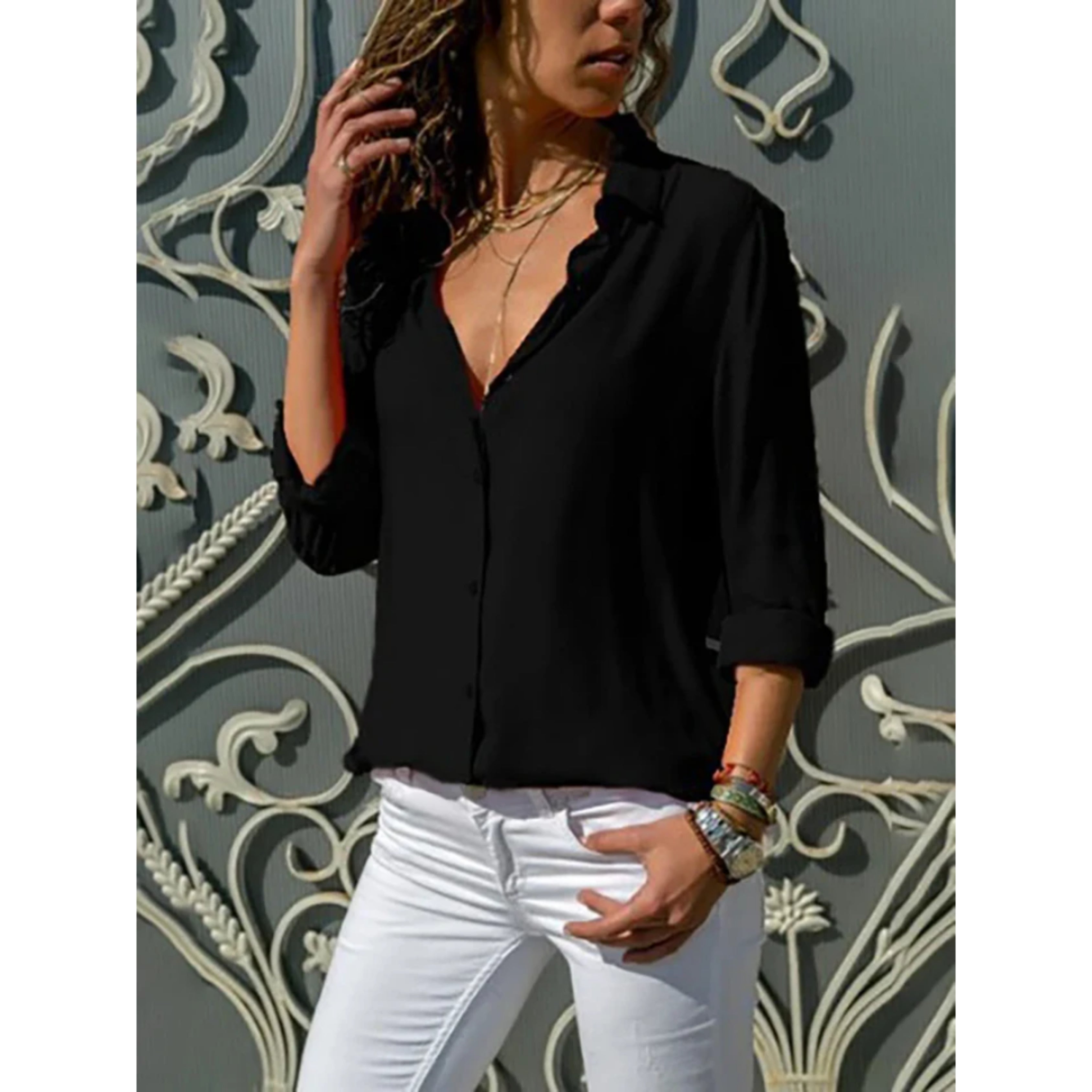 Blouse Femme à Manches Longues Flora – Élégance Intemporelle & Confort Quotidien LuvaParis