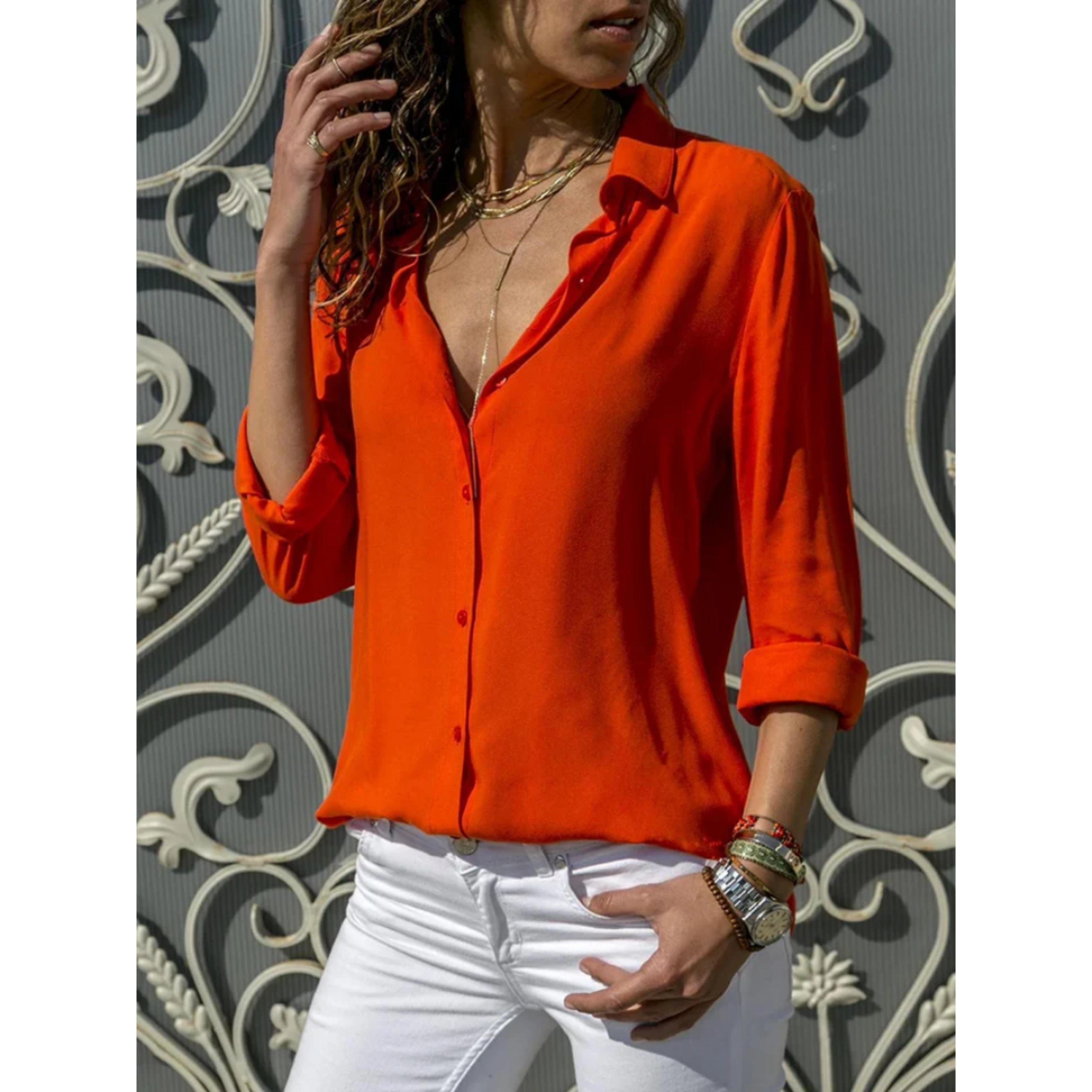 Blouse Femme à Manches Longues Flora – Élégance Intemporelle & Confort Quotidien LuvaParis