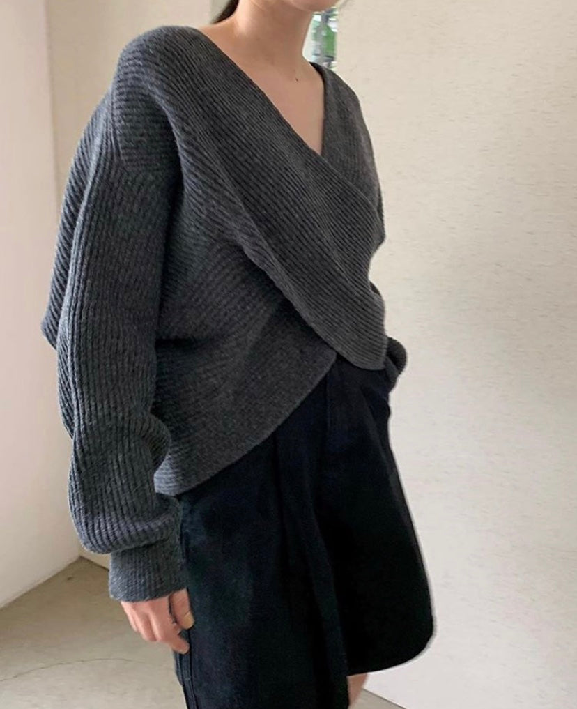 BNOIR | Pull en tricot croisé chic LuvaParis