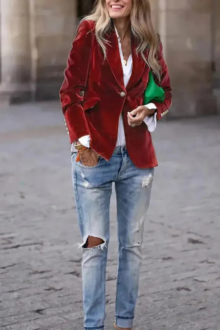 Aria Blazer en Velours – Élégance Intemporelle LuvaParis