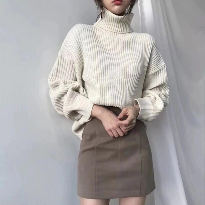 BNOIR | Luxe Pull à col roulé et à manches ballon LuvaParis