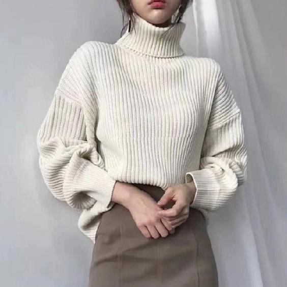 BNOIR | Luxe Pull à col roulé et à manches ballon LuvaParis