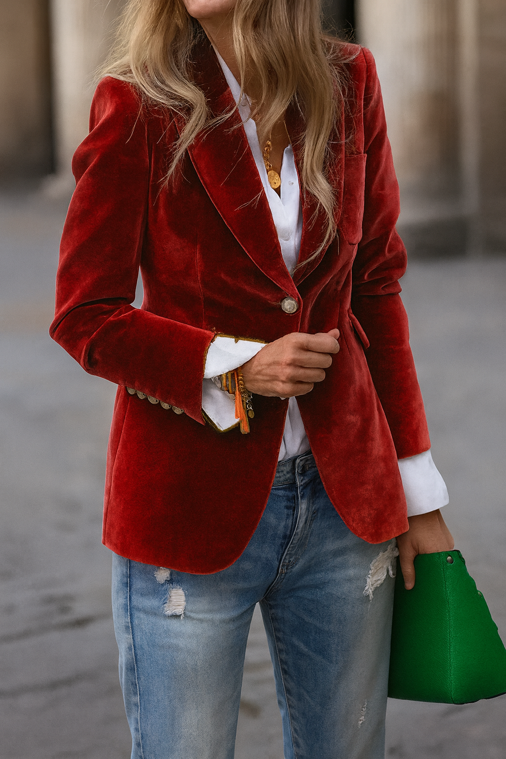 Aria Blazer en Velours – Élégance Intemporelle LuvaParis