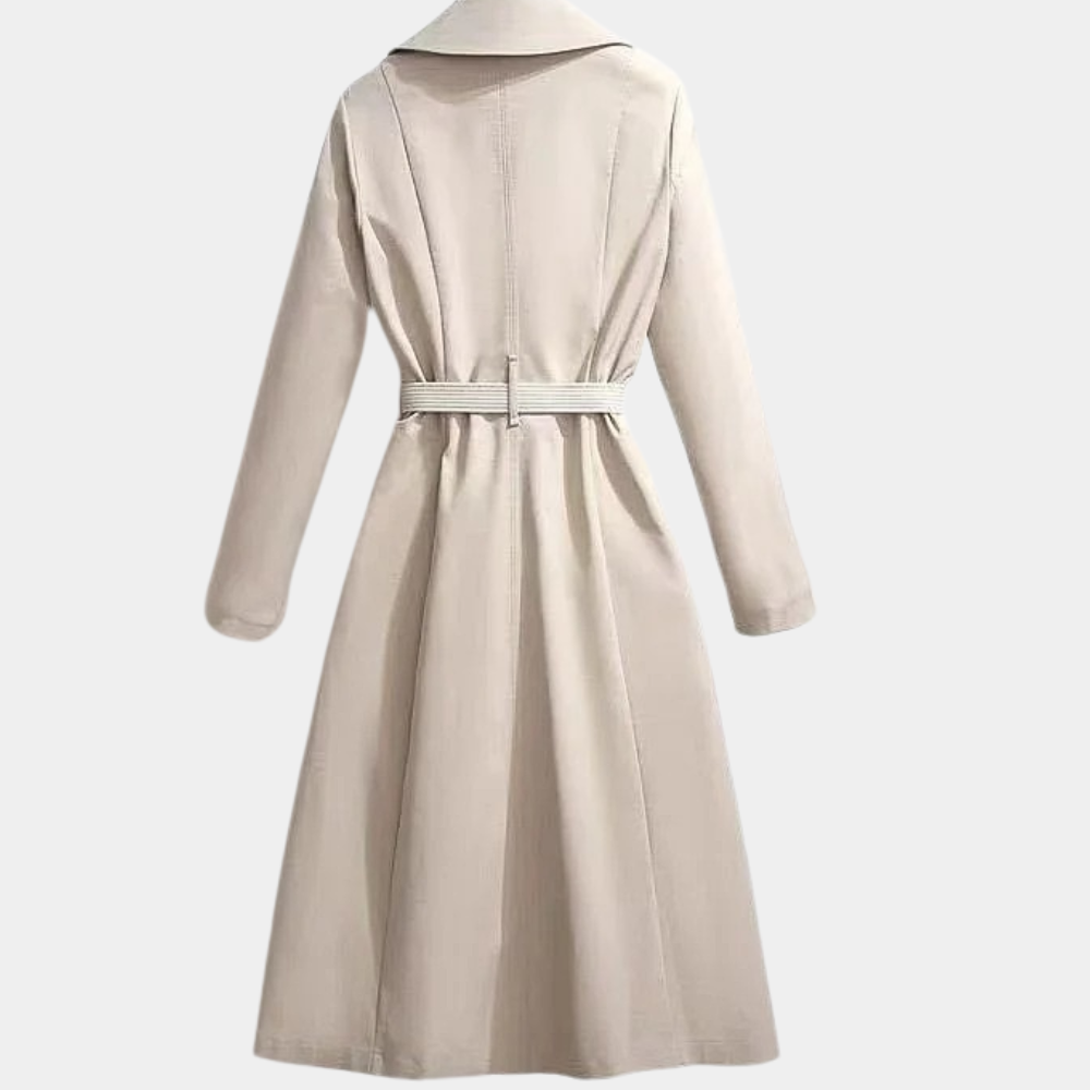 Women's Elegant Trench Coat - Belt Versatile Luxury ELVORIA UK