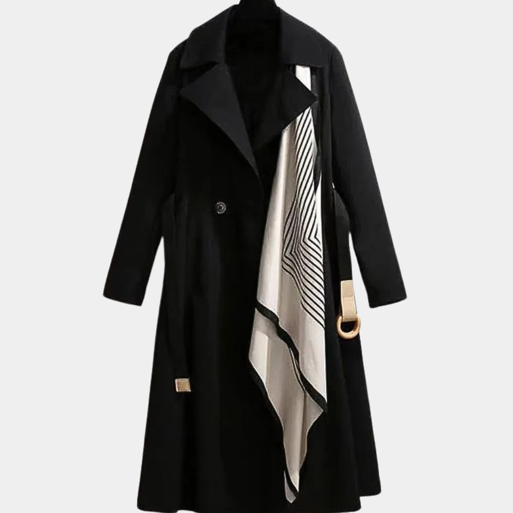 Women's Elegant Trench Coat - Belt Versatile Luxury ELVORIA UK