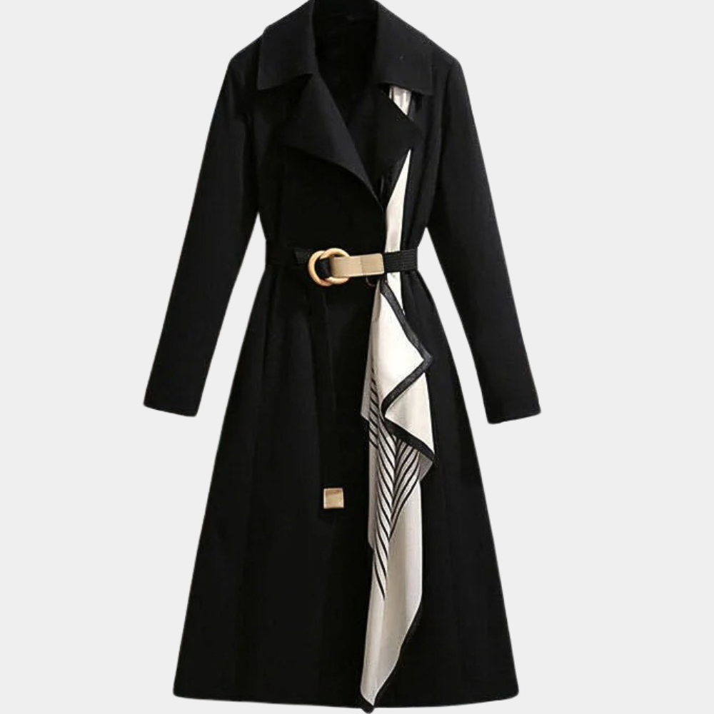Women's Elegant Trench Coat - Belt Versatile Luxury ELVORIA UK