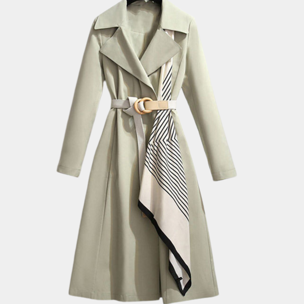 Women's Elegant Trench Coat - Belt Versatile Luxury ELVORIA UK