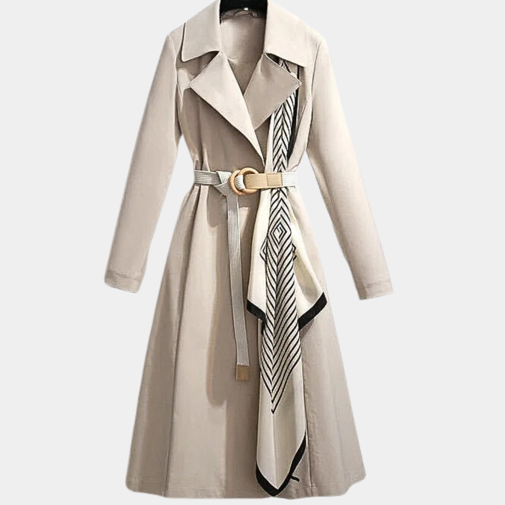 Women's Elegant Trench Coat - Belt Versatile Luxury ELVORIA UK