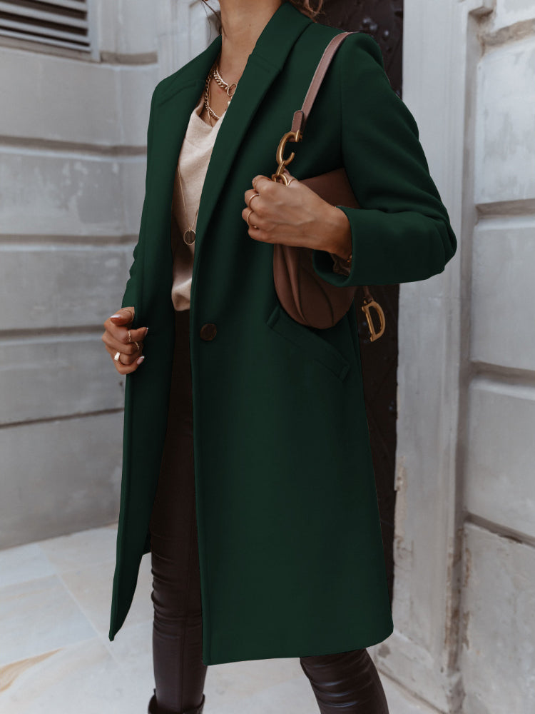 Women's Winter Formal Coat - Single-Breasted with Notch Lapel ELVORIA UK