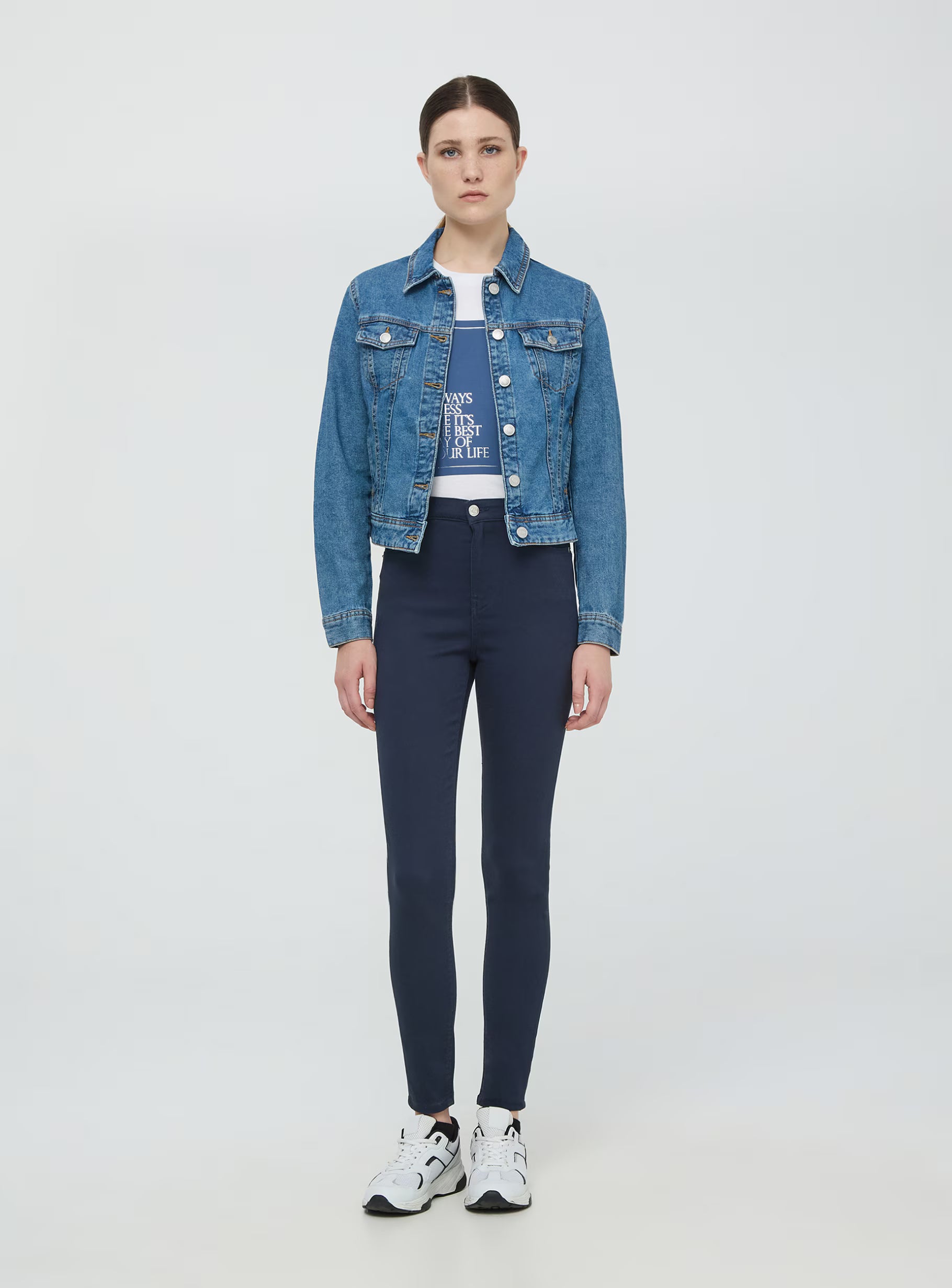 Pantalon skinny taille haute – Bleu foncé LuvaParis