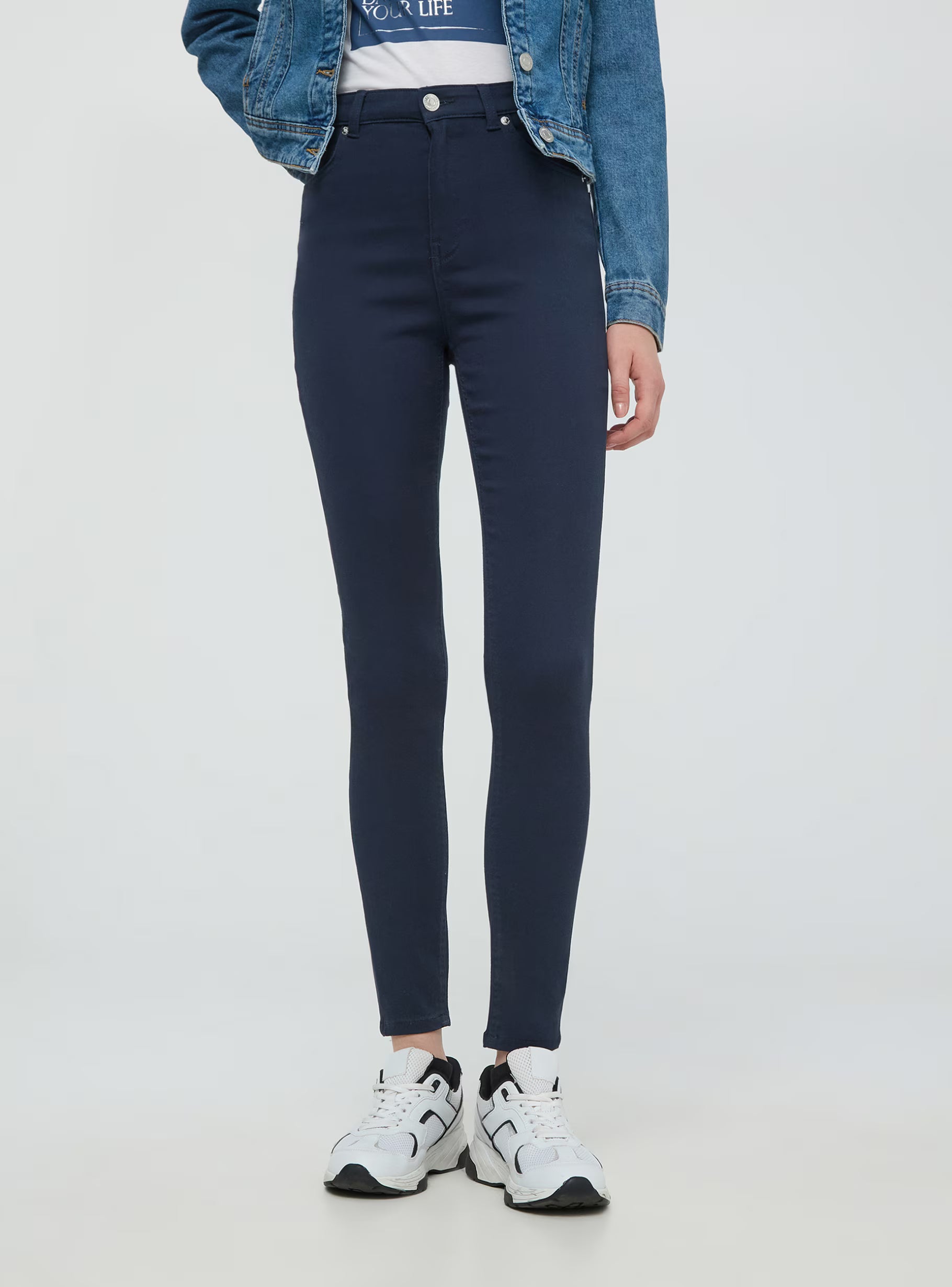 Pantalon skinny taille haute – Bleu foncé LuvaParis