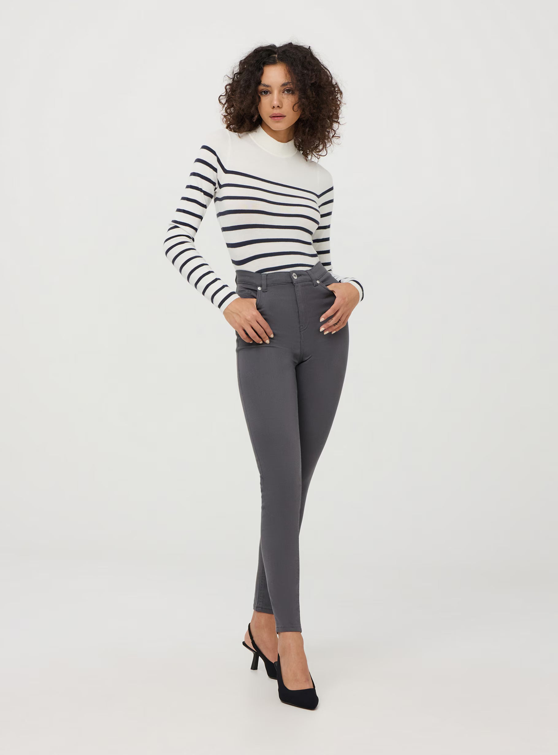 Pantalon skinny taille haute – Bleu foncé LuvaParis
