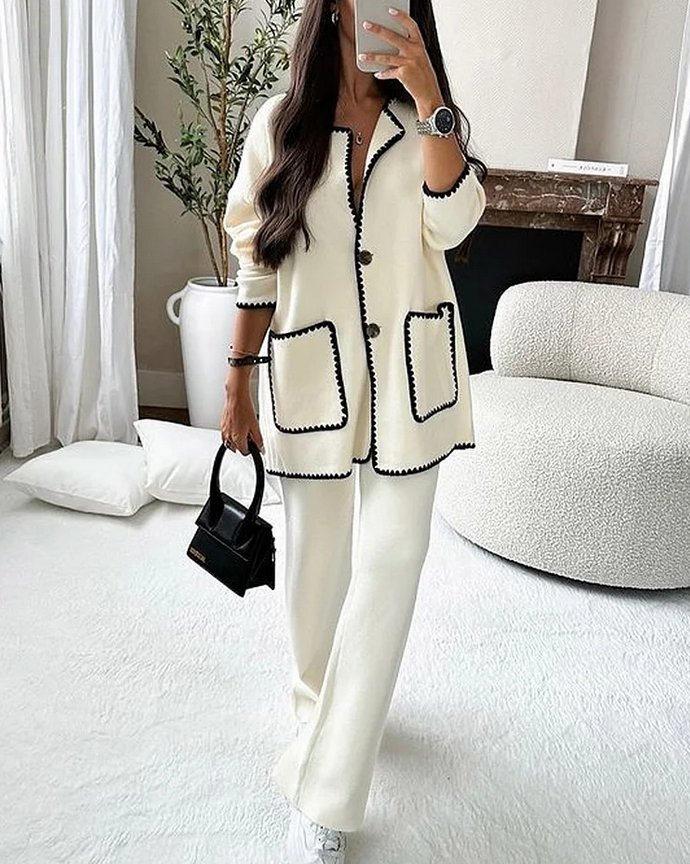 Martina - Ensemble Blanc avec Pantalon et Manches Longues LuvaParis