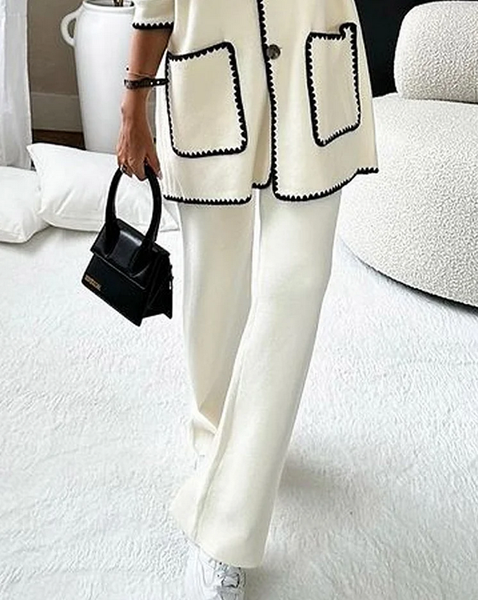 Martina - Ensemble Blanc avec Pantalon et Manches Longues LuvaParis