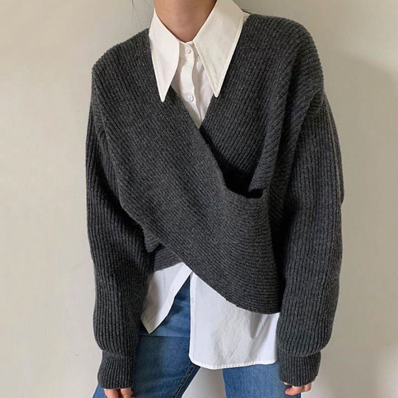 BNOIR | Pull en tricot croisé chic LuvaParis