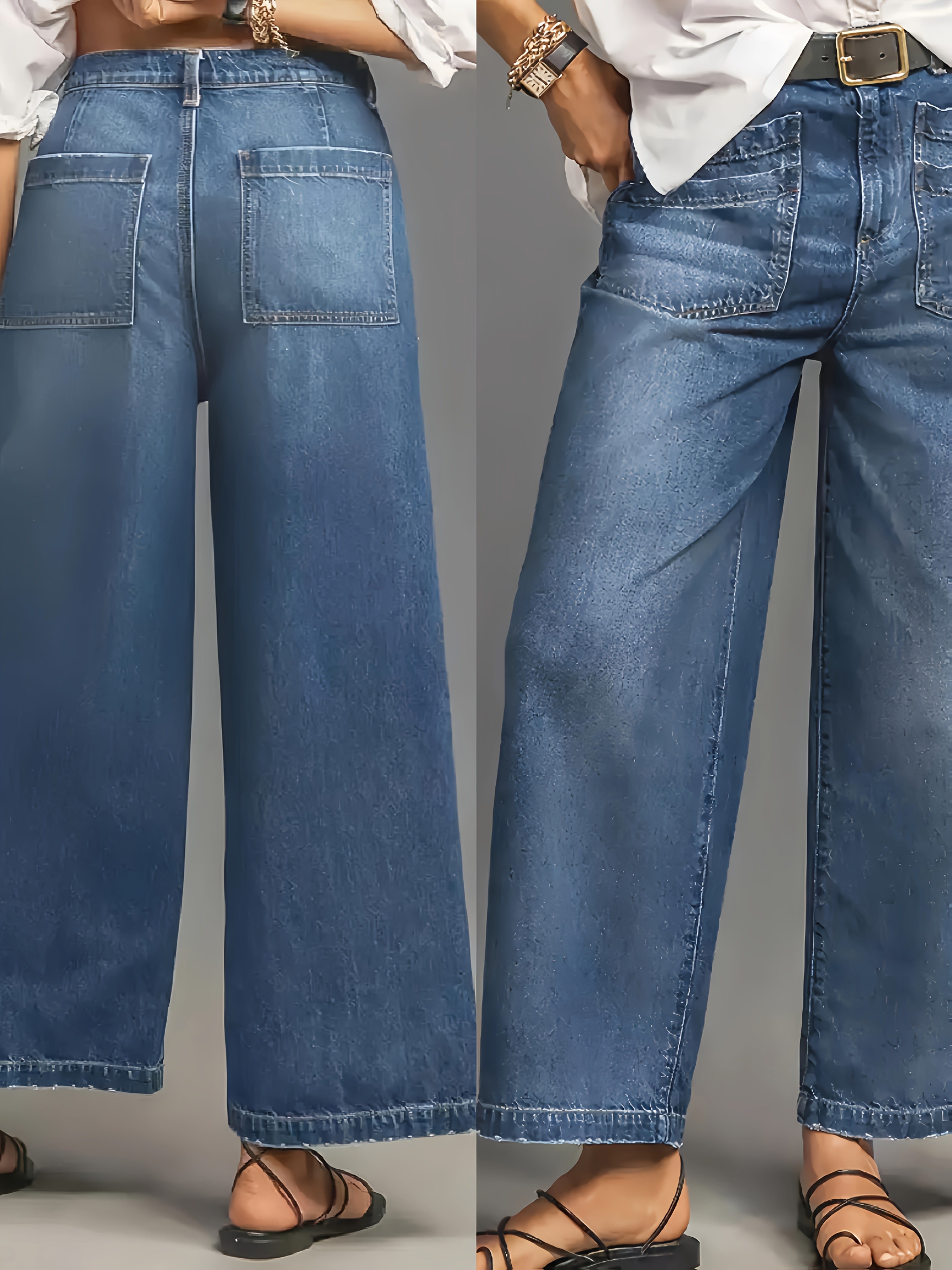 Jean large bleu clair à ourlet effiloché – LuvaParis LuvaParis