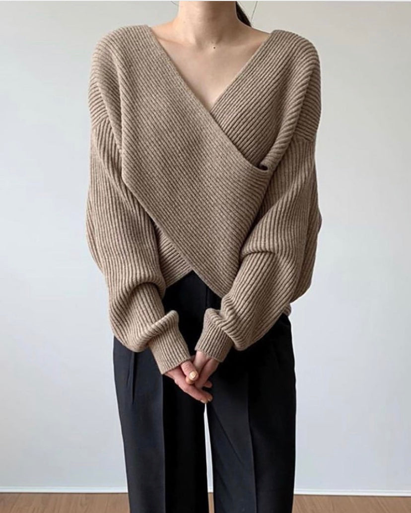 BNOIR | Pull en tricot croisé chic LuvaParis