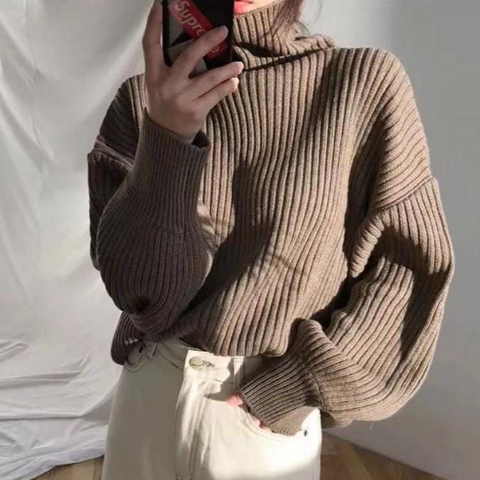 BNOIR | Luxe Pull à col roulé et à manches ballon LuvaParis
