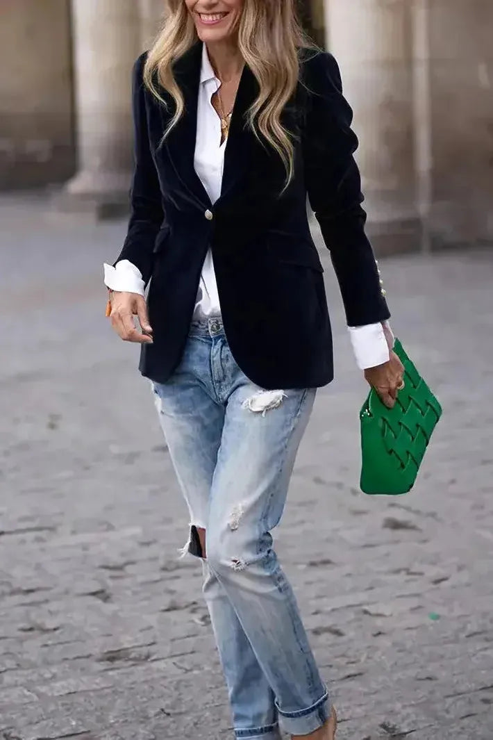 Aria Blazer en Velours – Élégance Intemporelle LuvaParis