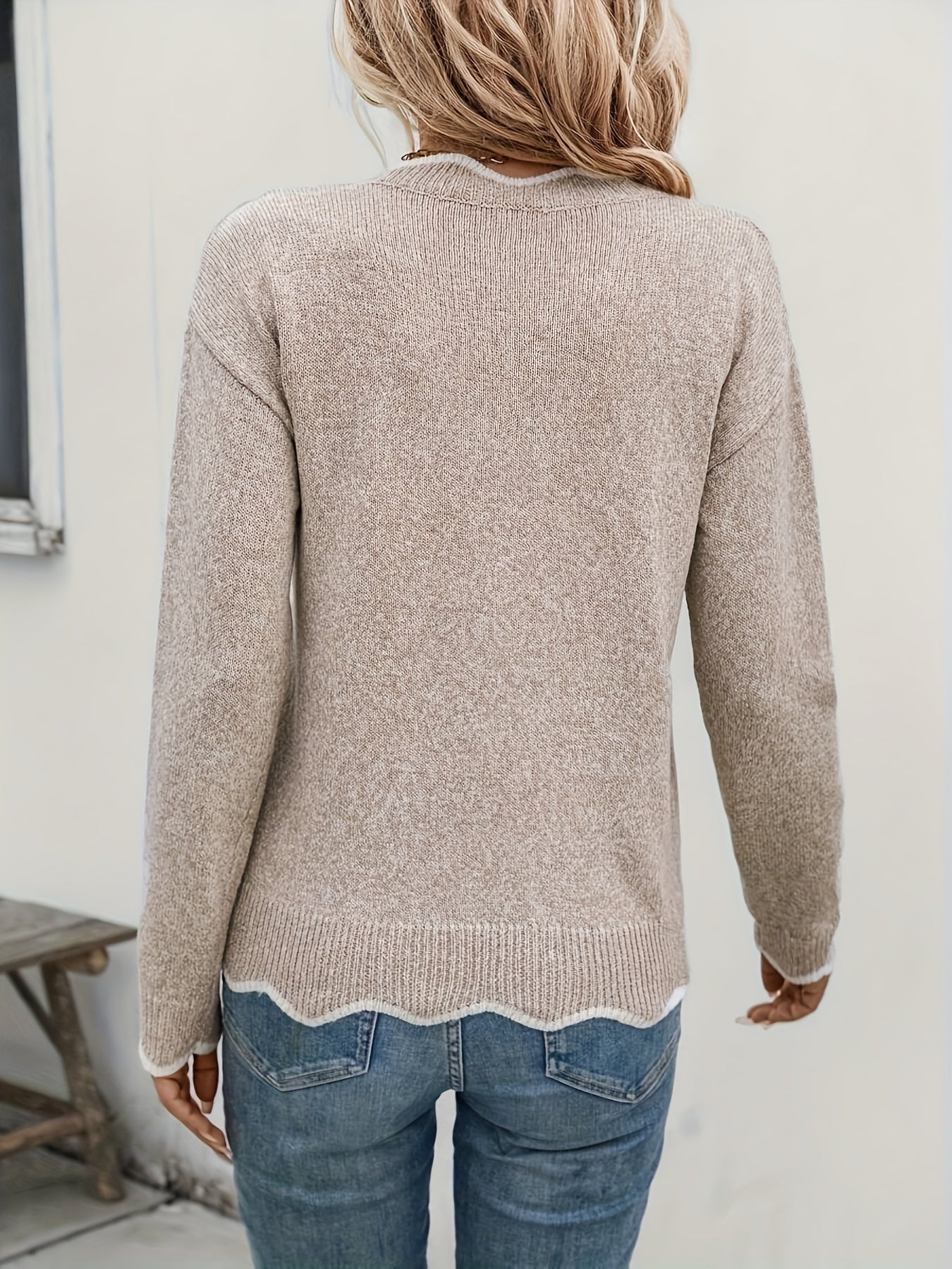Éléonore™ | Pull Col V Festonné LuvaParis