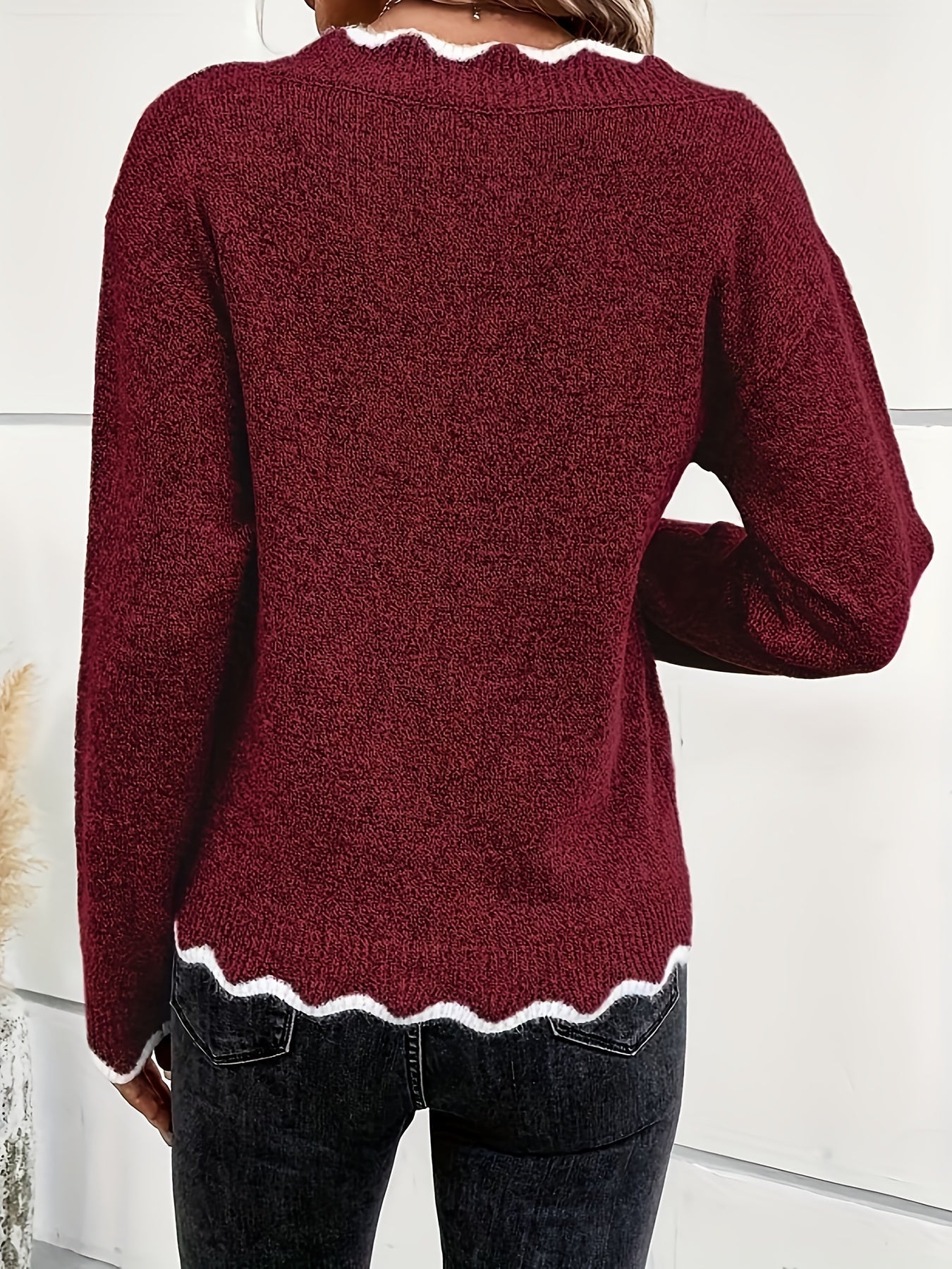 Éléonore™ | Pull Col V Festonné LuvaParis