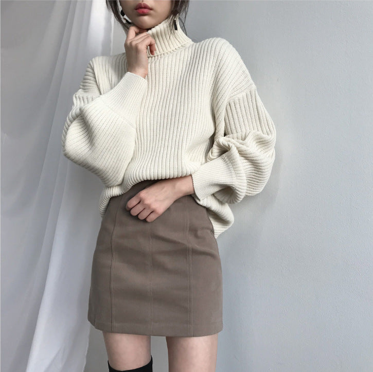 BNOIR | Luxe Pull à col roulé et à manches ballon LuvaParis